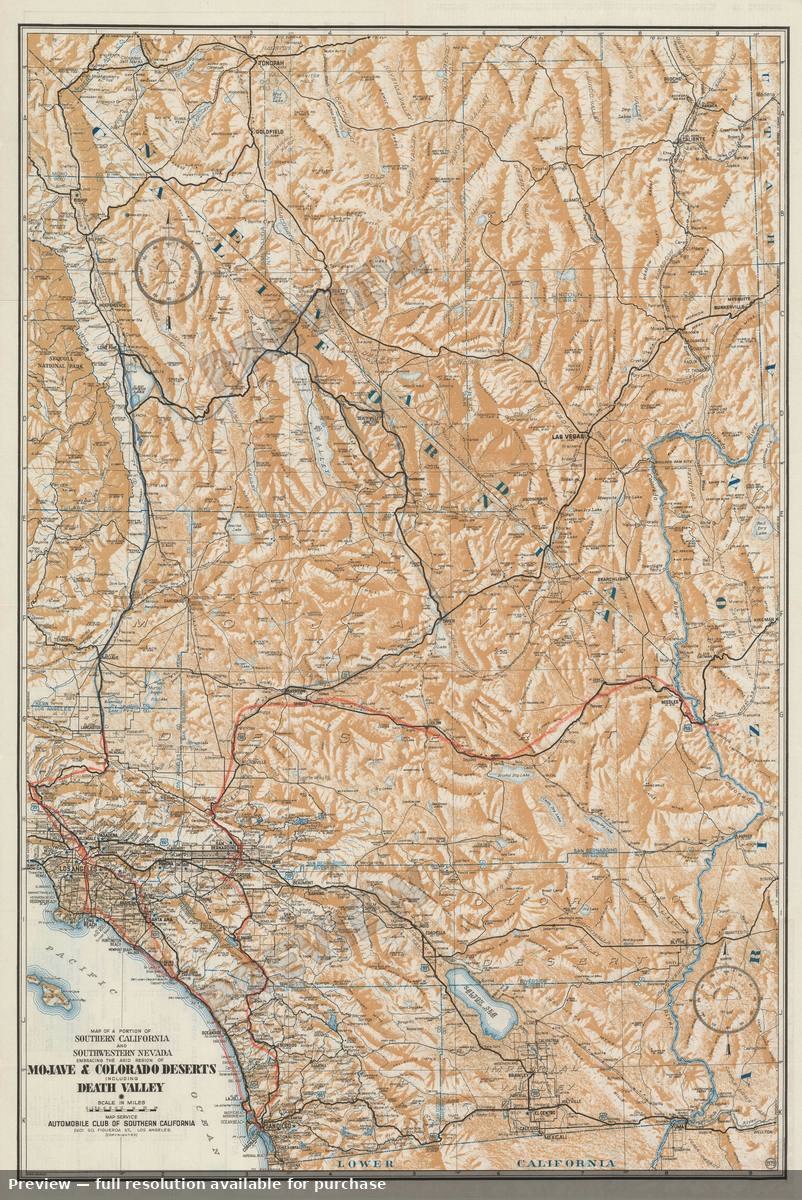 Antique map: Mojave Colorado Deserts, 1933