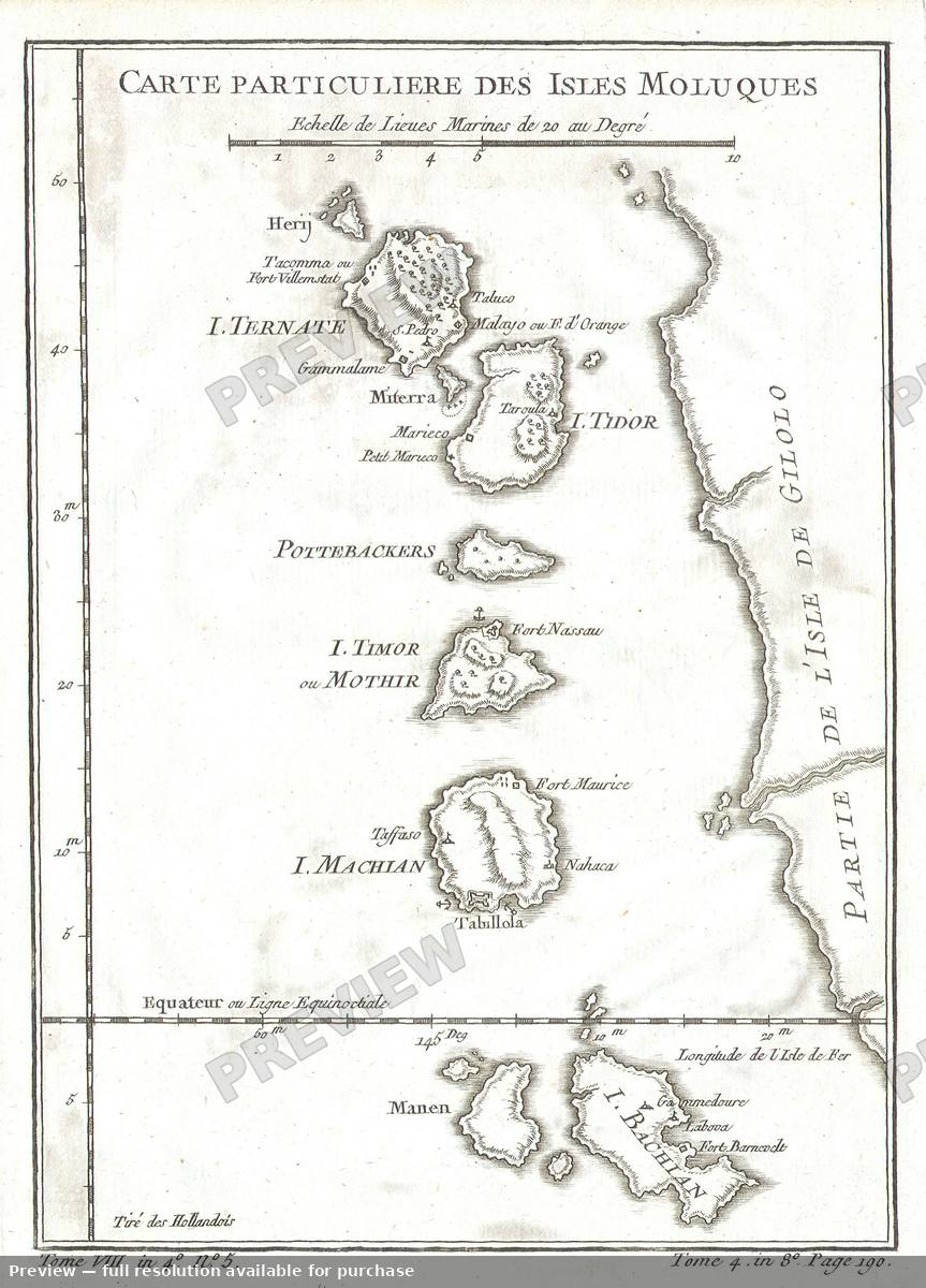 Antique map: Moluques, 1760, 1760