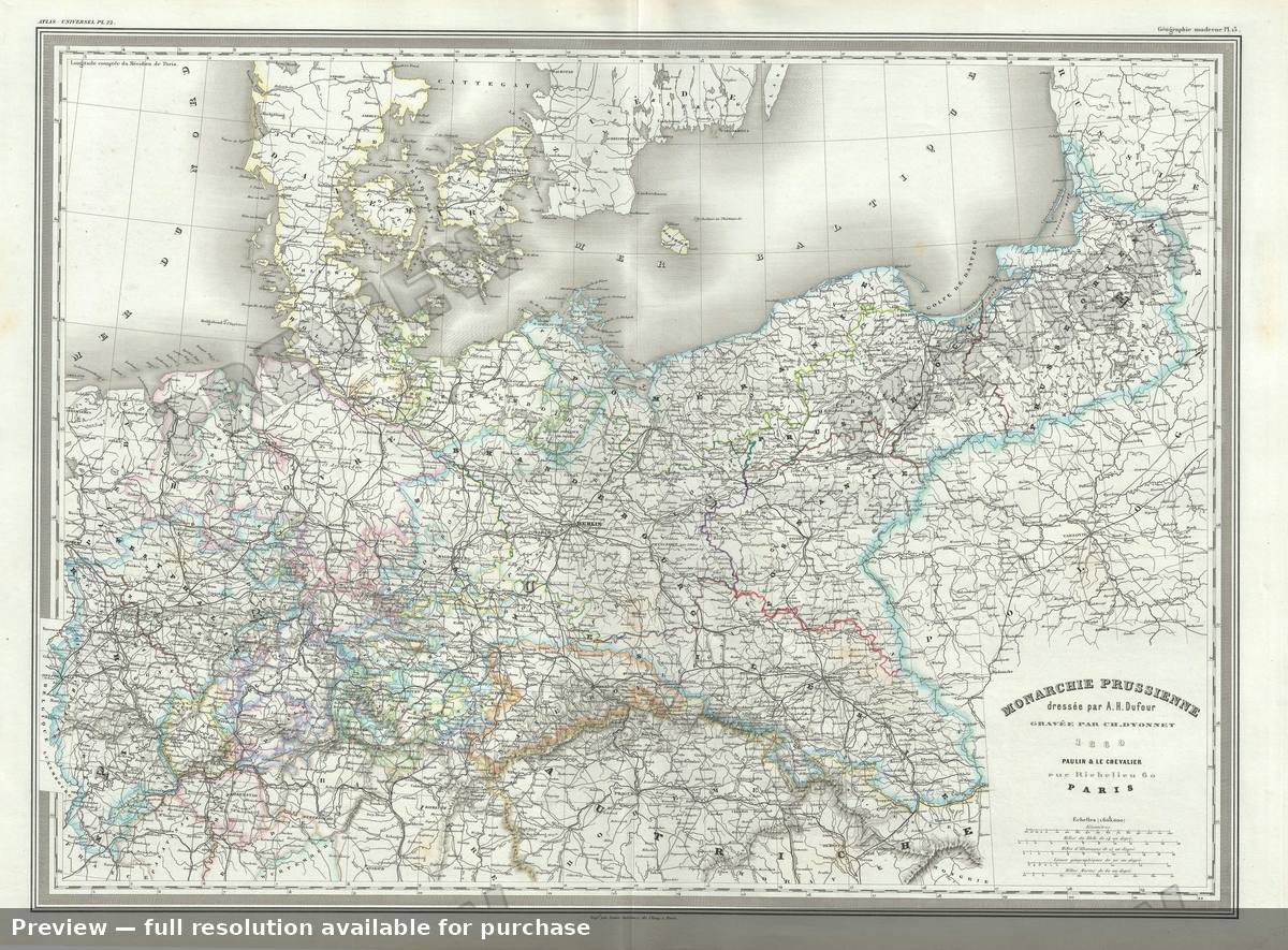 Antique map: Monarchie Prussienne, 1860