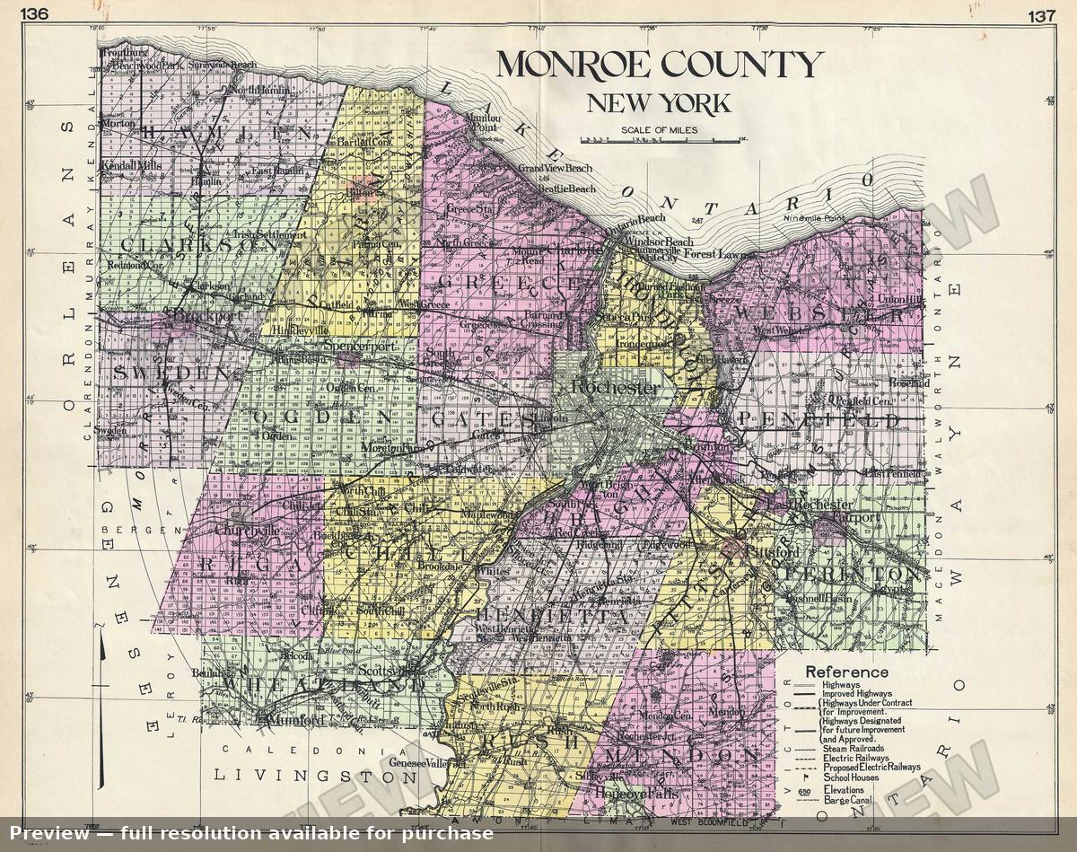 Antique map: Monroe County NY, 1912, 1912