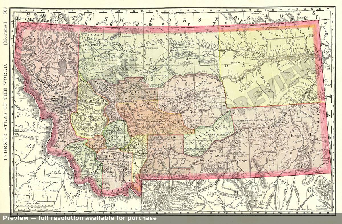 Antique map: Montana, 1893