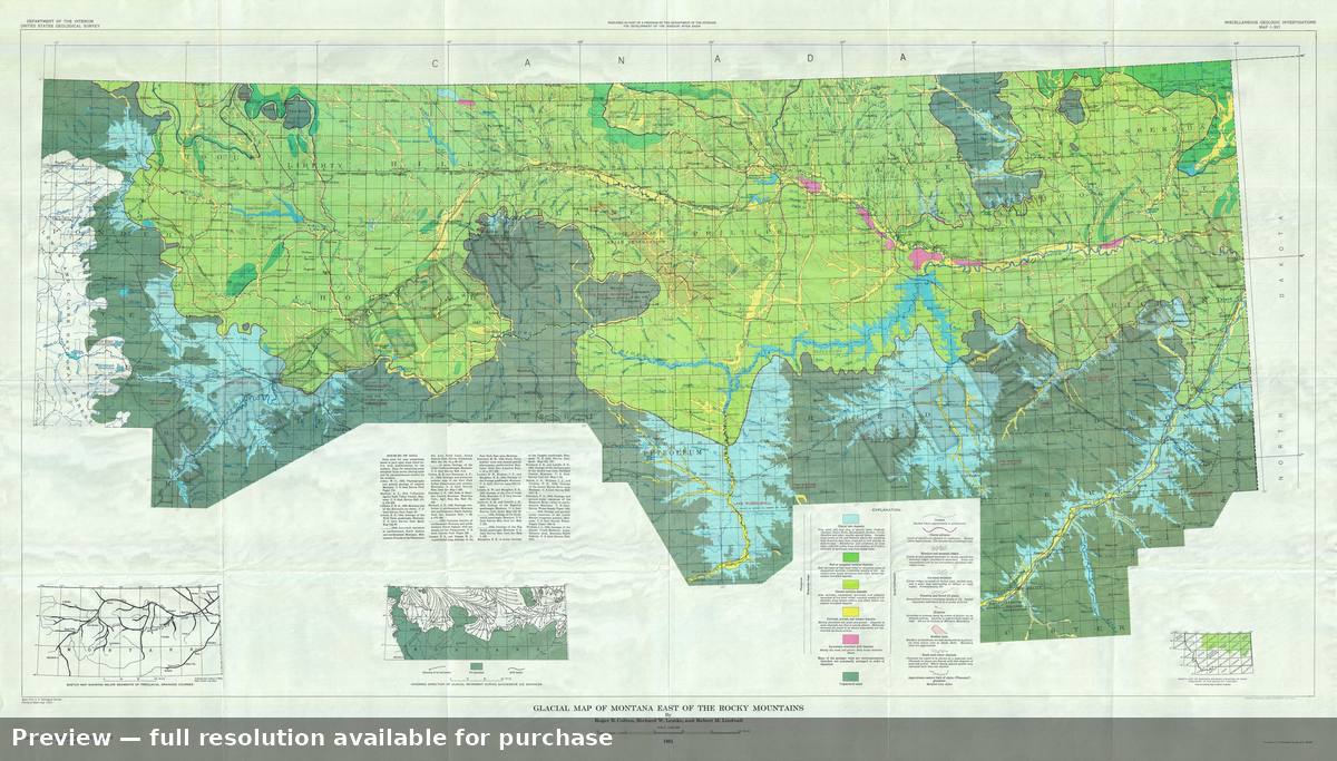 Antique map: Montana Rocky, 1961