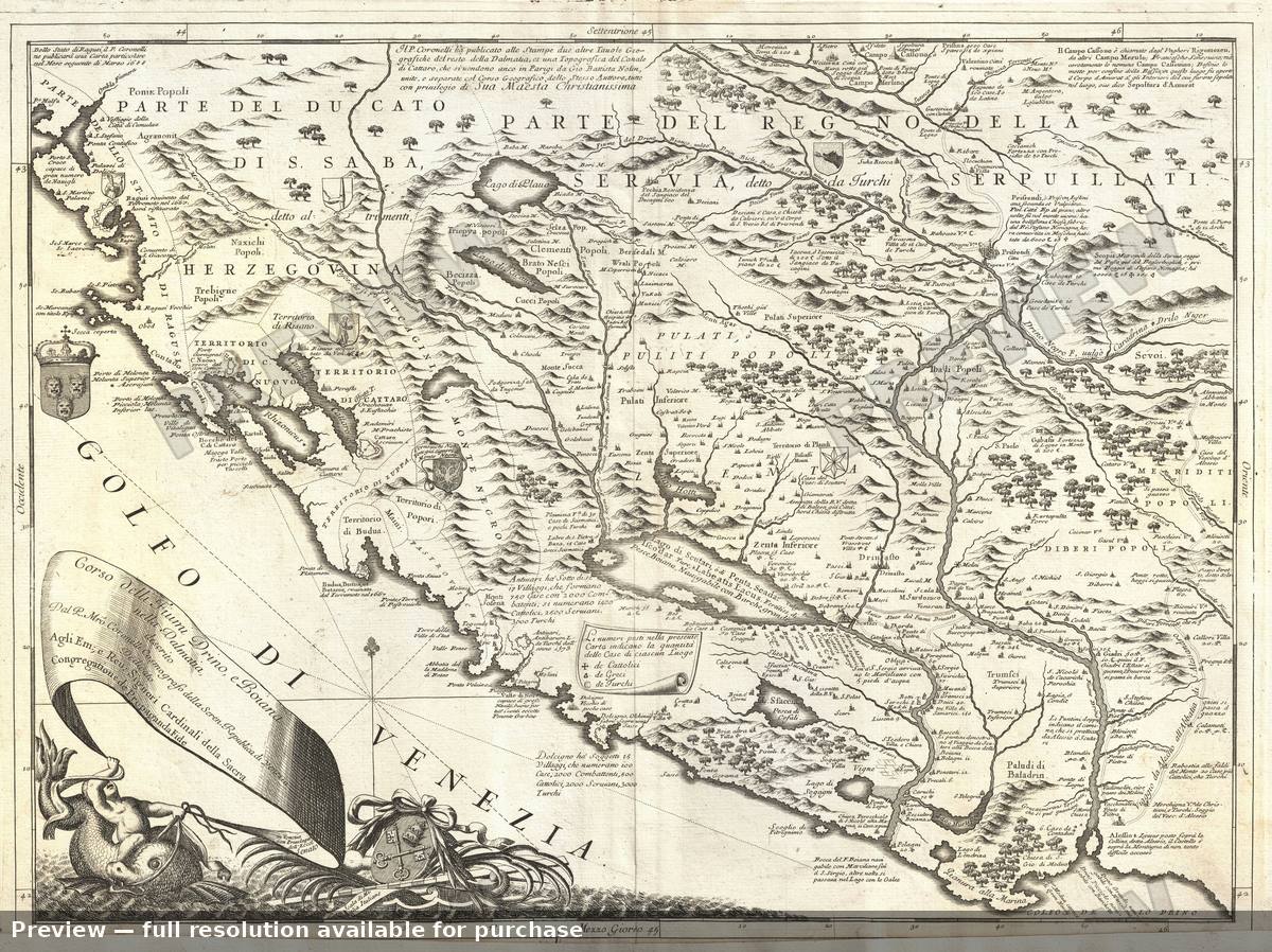 Antique map: Montenegro, 1690