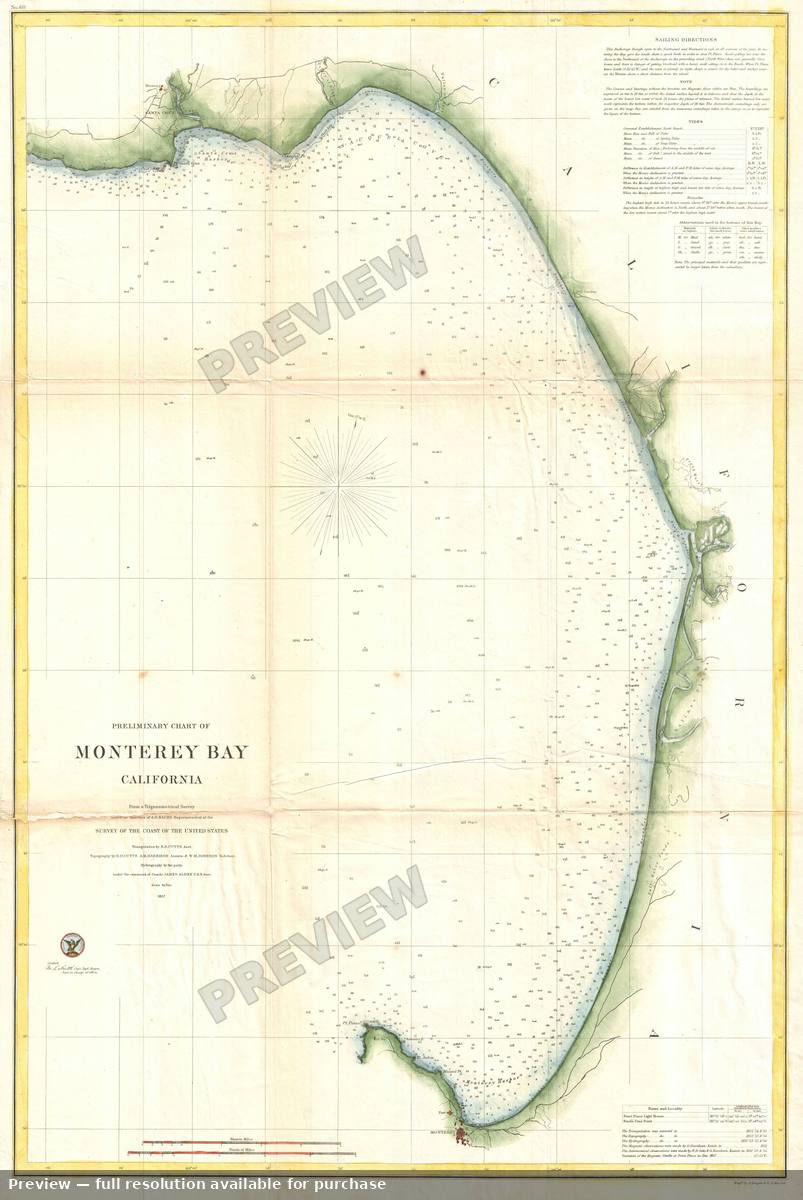 Antique map: Monteray Bay, 1857, 1857