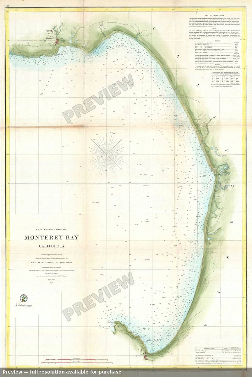 Antique map: Monteray Bay 3, 1857, 1857
