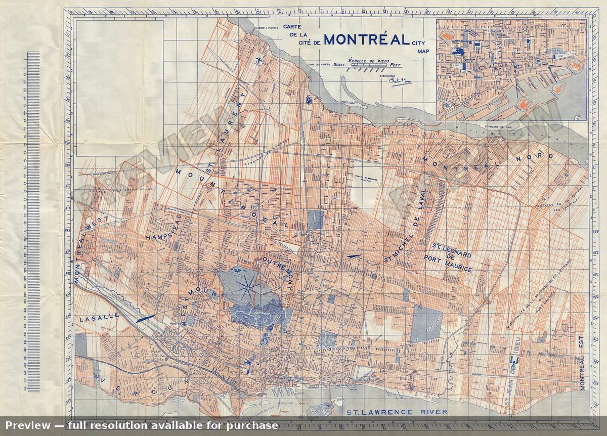 Antique map: Montreal, 1939, 1939
