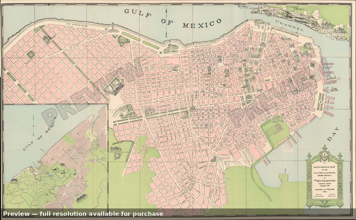 Antique map: Monumental Havana, 1928, 1928
