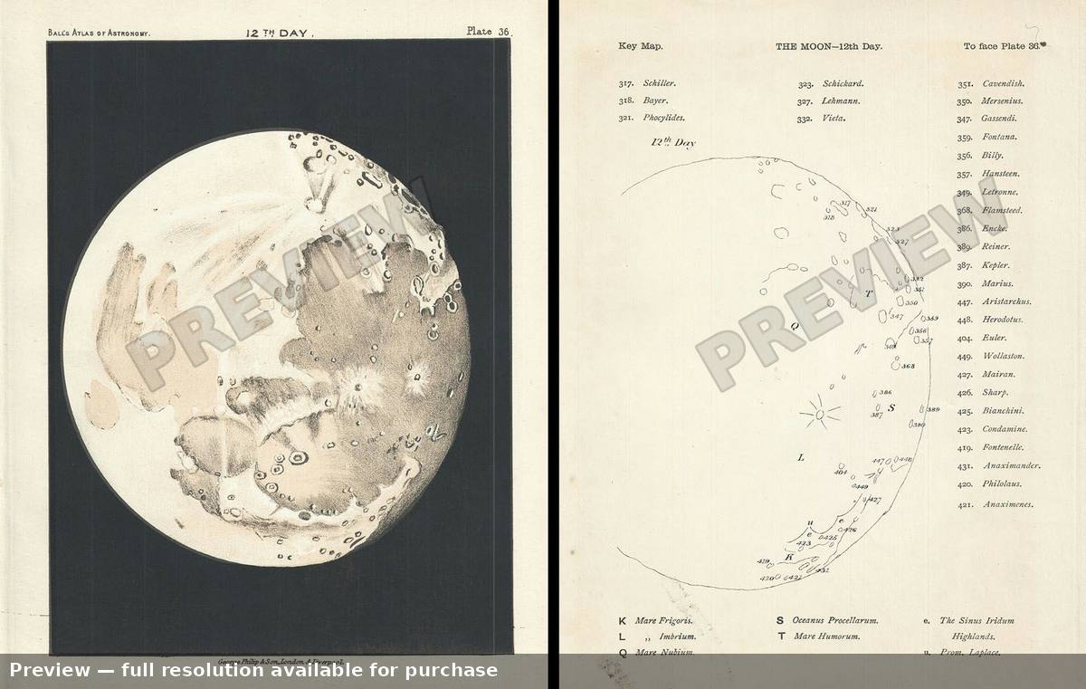 Antique map: Moon 12, 1892