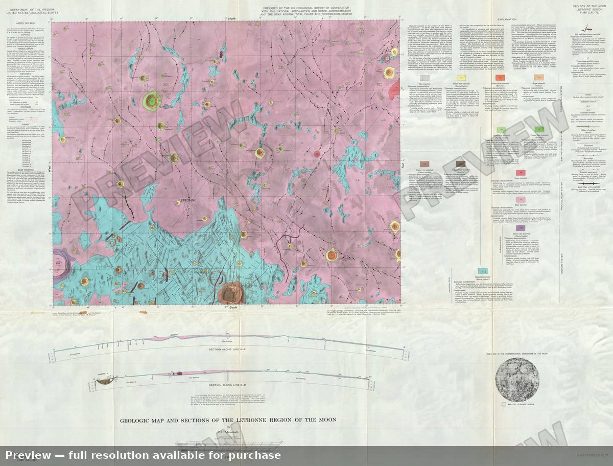 Antique map: Moon Letronne, 1963
