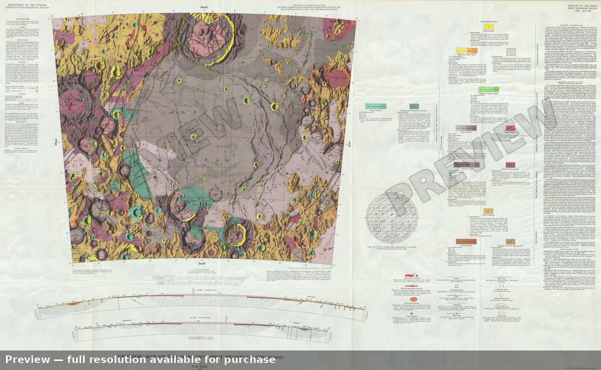 Antique map: Moon Mare Humorum, 1967
