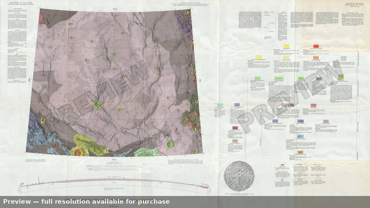 Antique map: Moon Mare Serenitatis, 1966