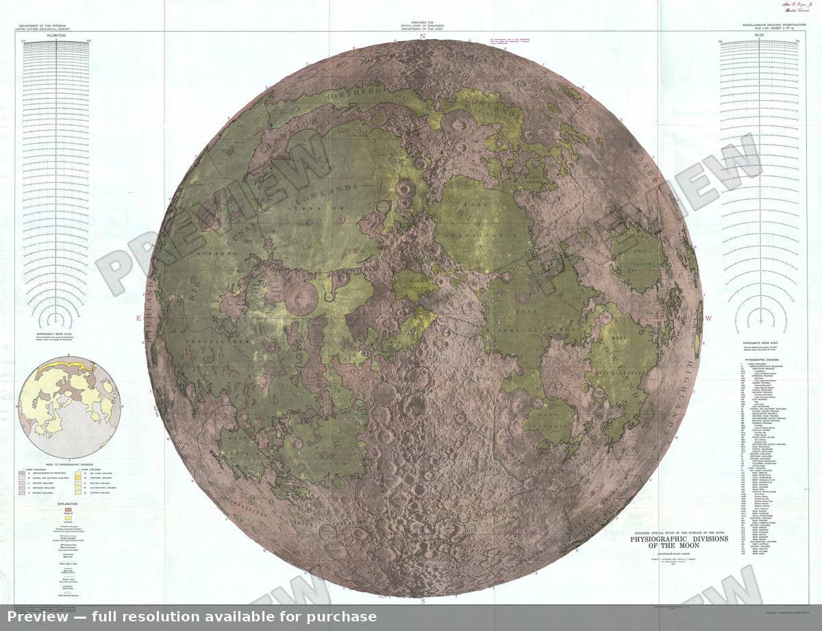 Antique map: Moon Physical 2, 1961