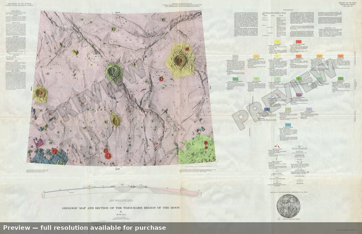Antique map: Moon Timocharis, 1965
