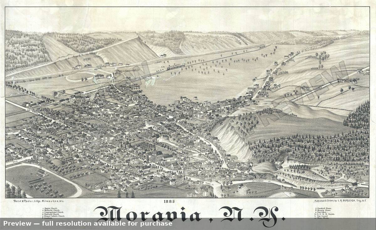 Antique map: Moravia NY, 1885