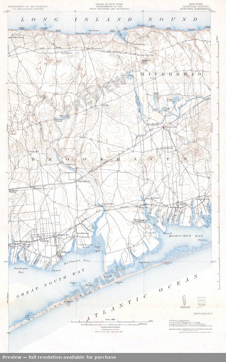 Antique map: Moriches, 1925, 1925