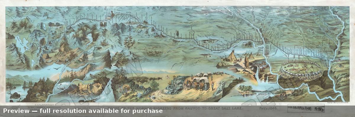 Antique map: Mormon Pioneers, 1899, 1899