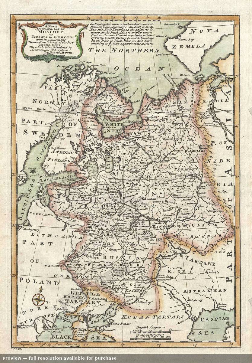 Antique map: Moscovy, 1747