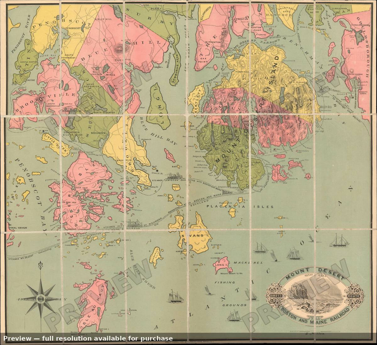 Antique map: Mount Desert, 1880, 1880