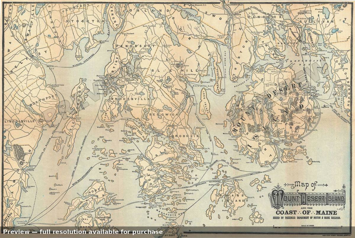 Antique map: Mount Desert Island, 1890