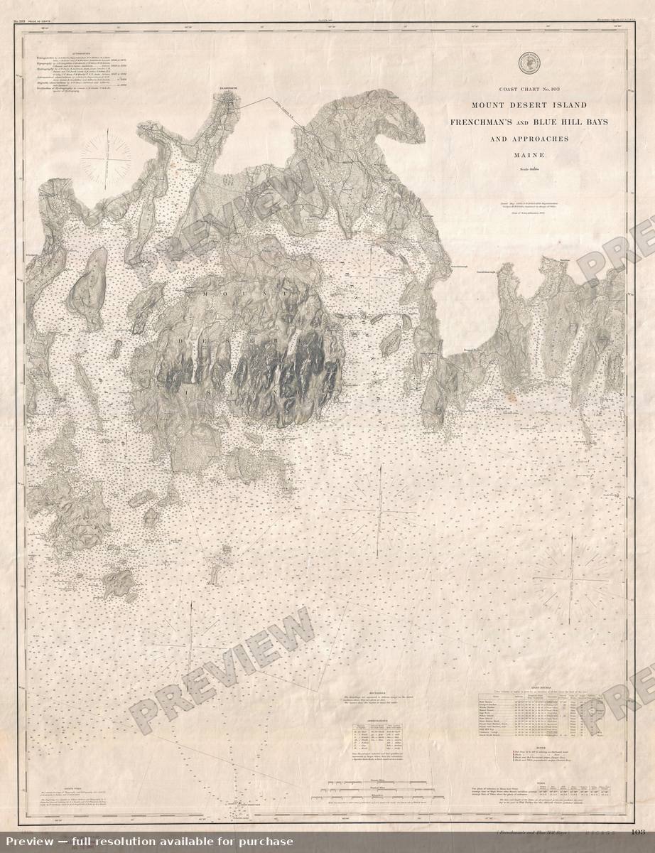 Antique map: Mount Desert Island, 1883, 1883