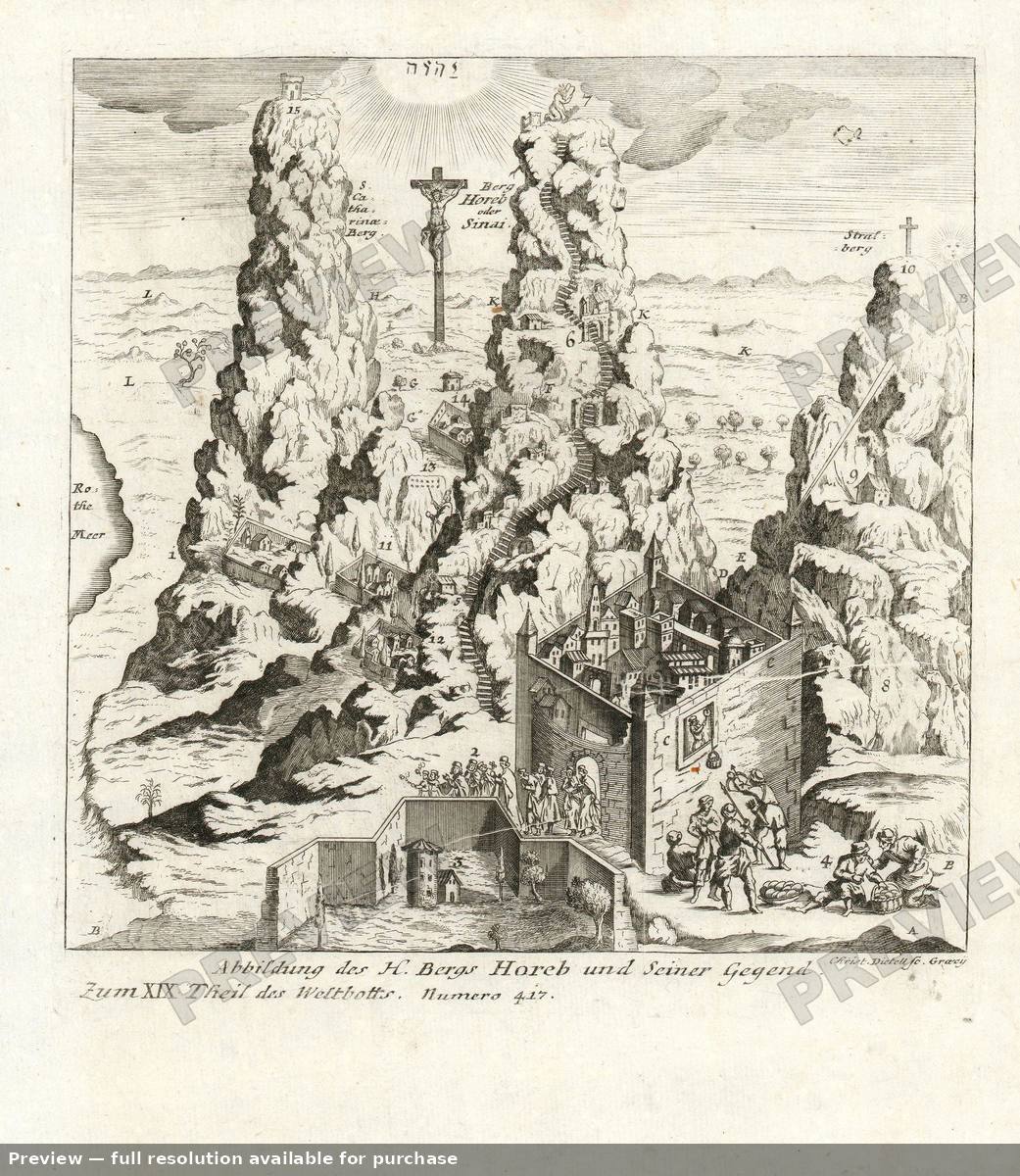 Antique map: Mount Horeb, 1732