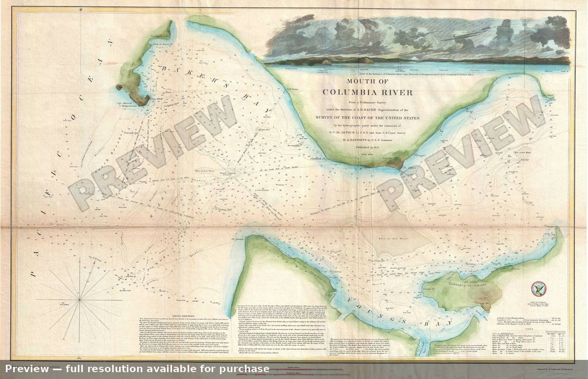 Antique map: Mouth Columbia River 2, 1851, 1851