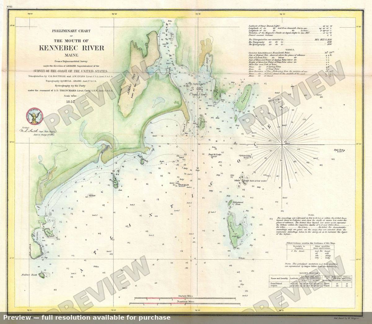 Antique map: Mouth Kennebec River, 1857, 1857