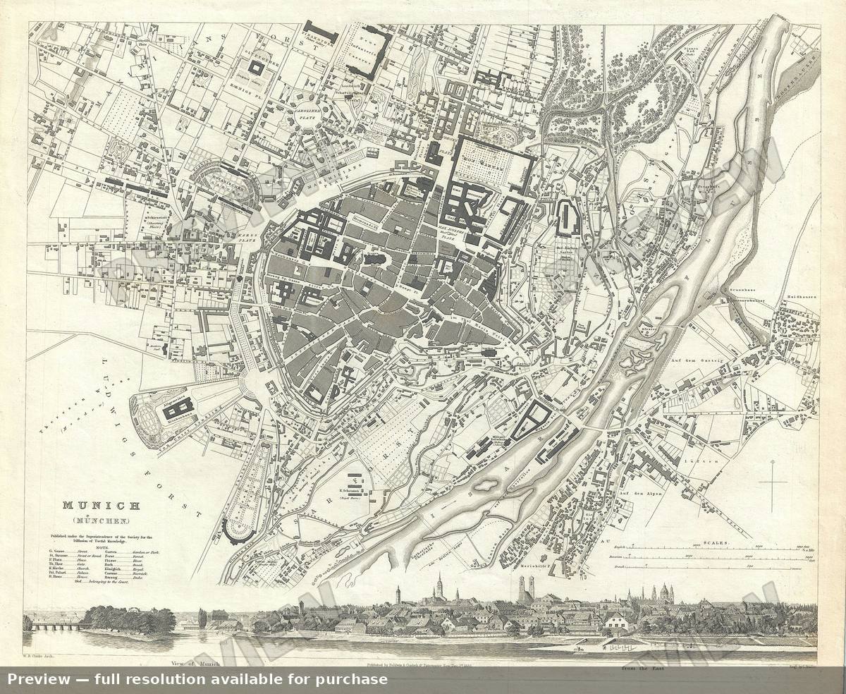 Antique map: Munich, 1832, 1832