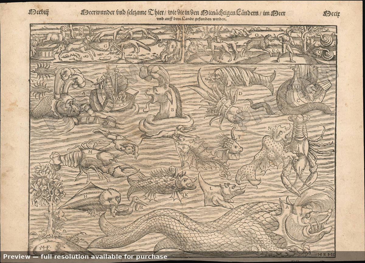 Antique map: Munsters Monsters, 1598