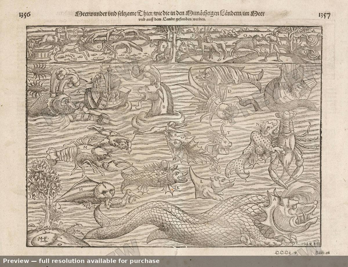 Antique map: Munsters Monsters, 1614