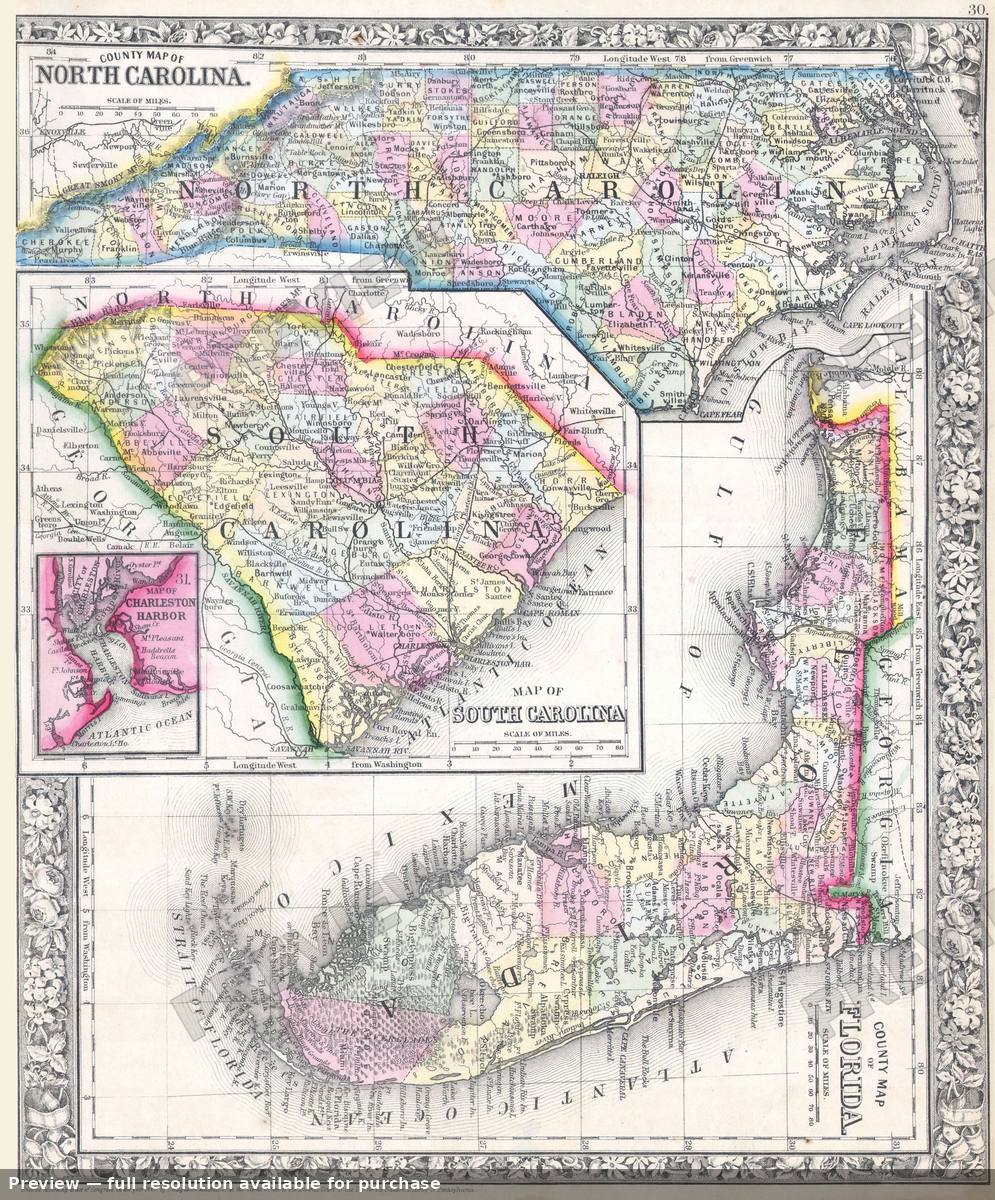 Antique map: NCSCFL, 1864, 1864