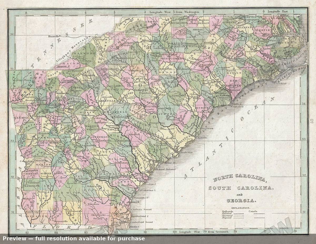 Antique map: NCSC Georgia, 1835