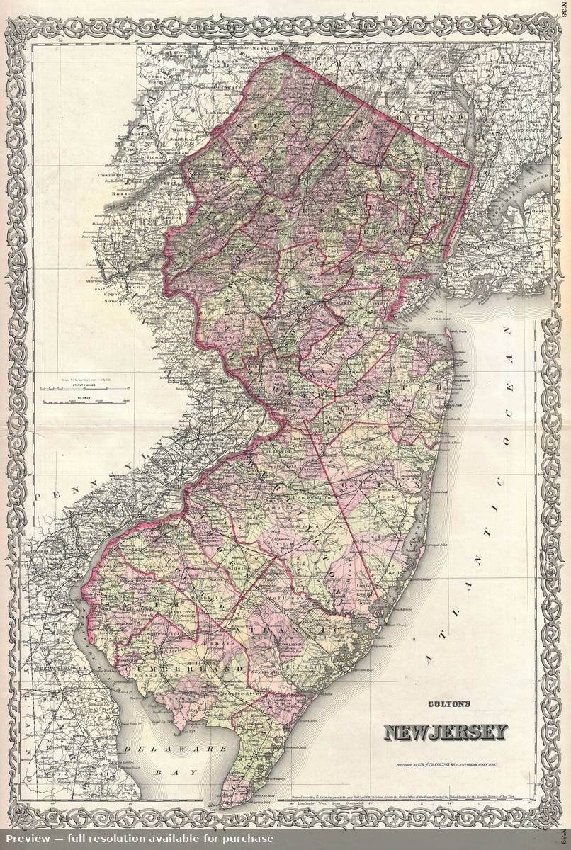 Antique map: NJ, 1868, 1868