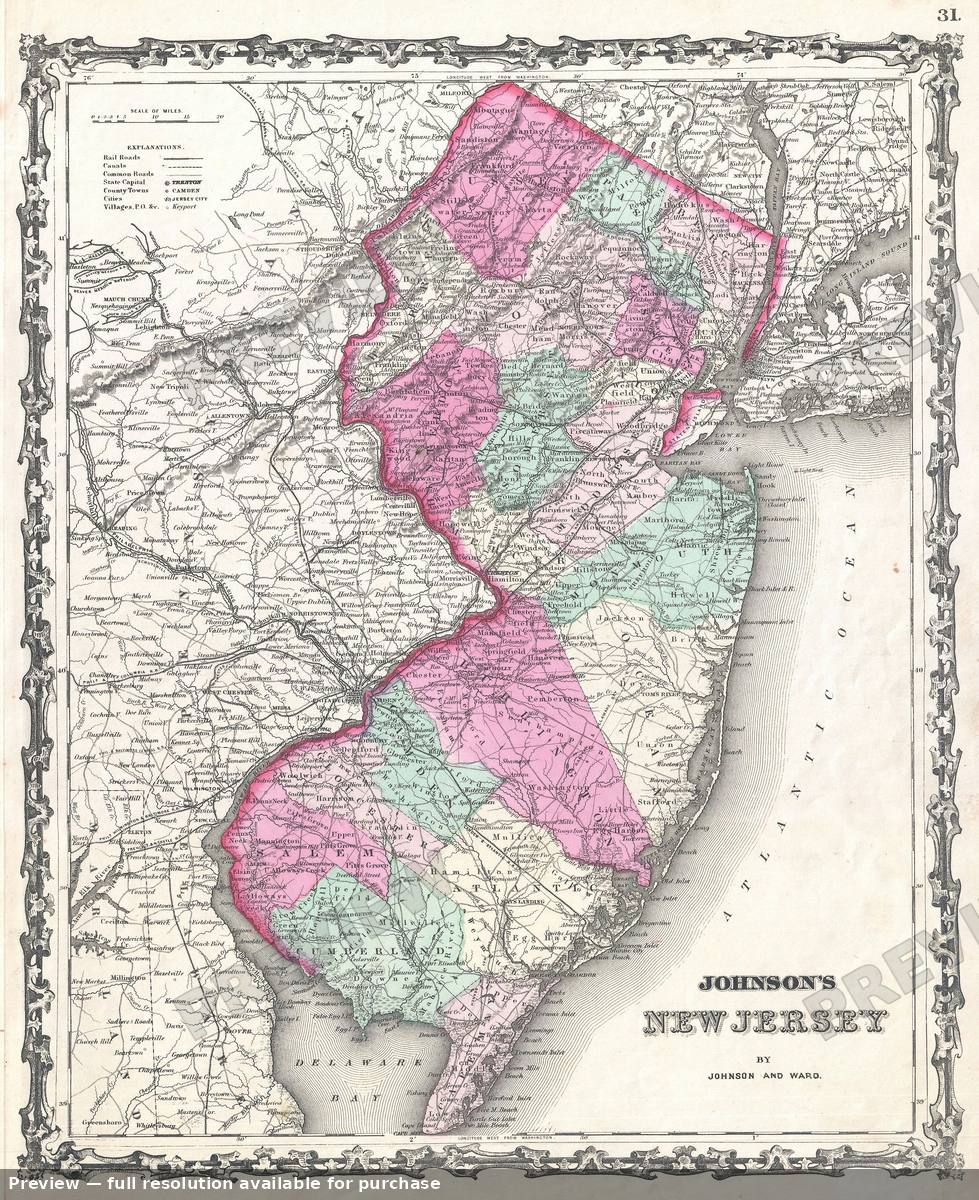 Antique map: NJ, 1862, 1862