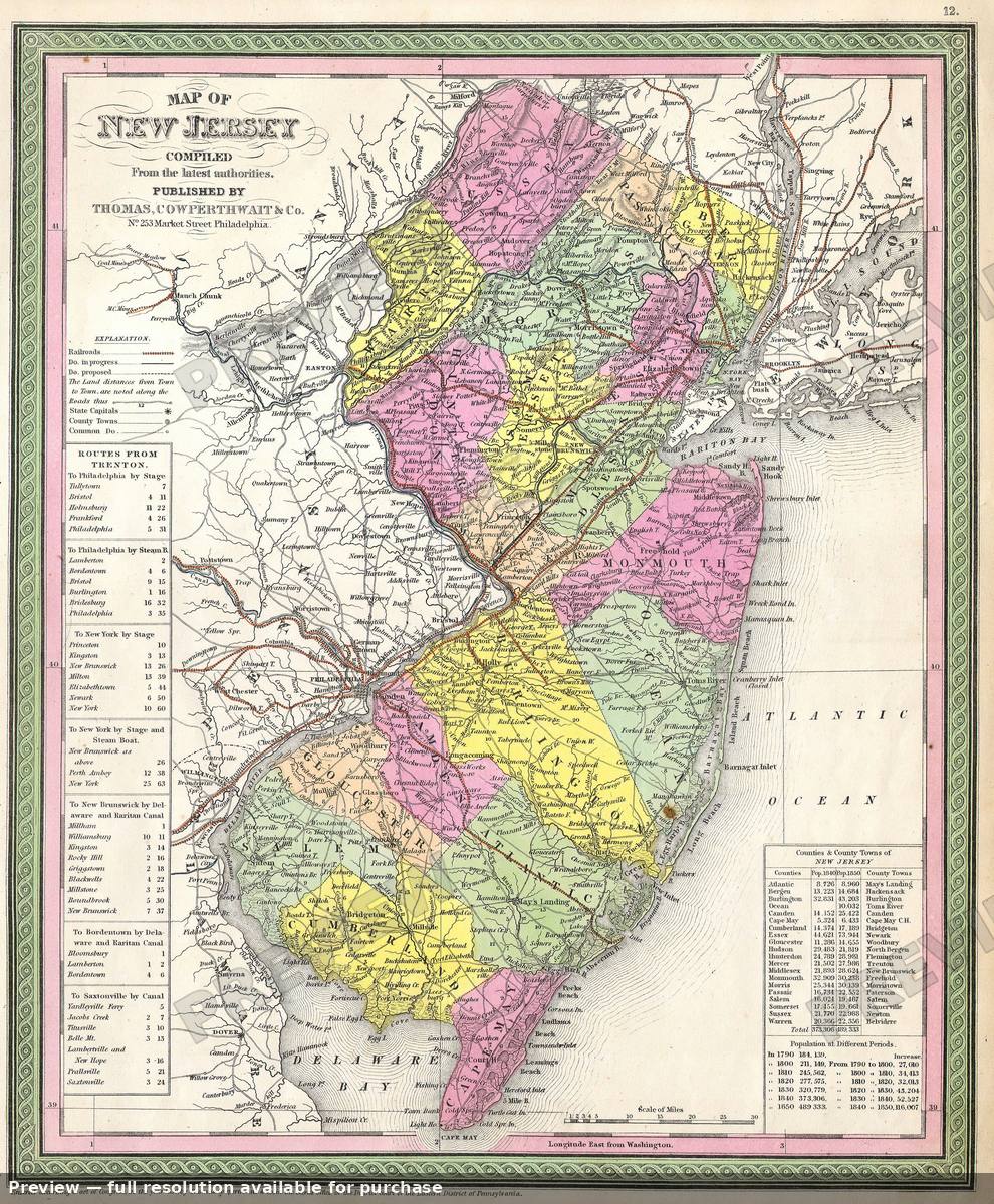 Antique map: NJ, 1850, 1850