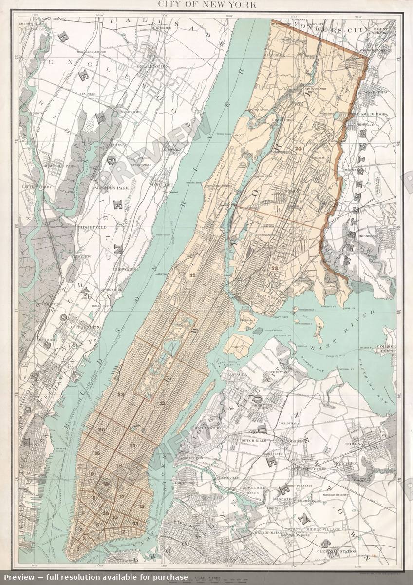 Antique map: NYC, 1895, 1895