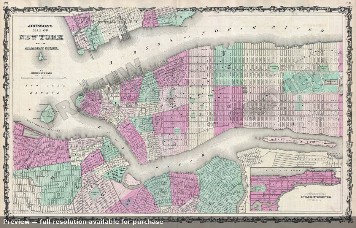 Antique map: NYC, 1862, 1862