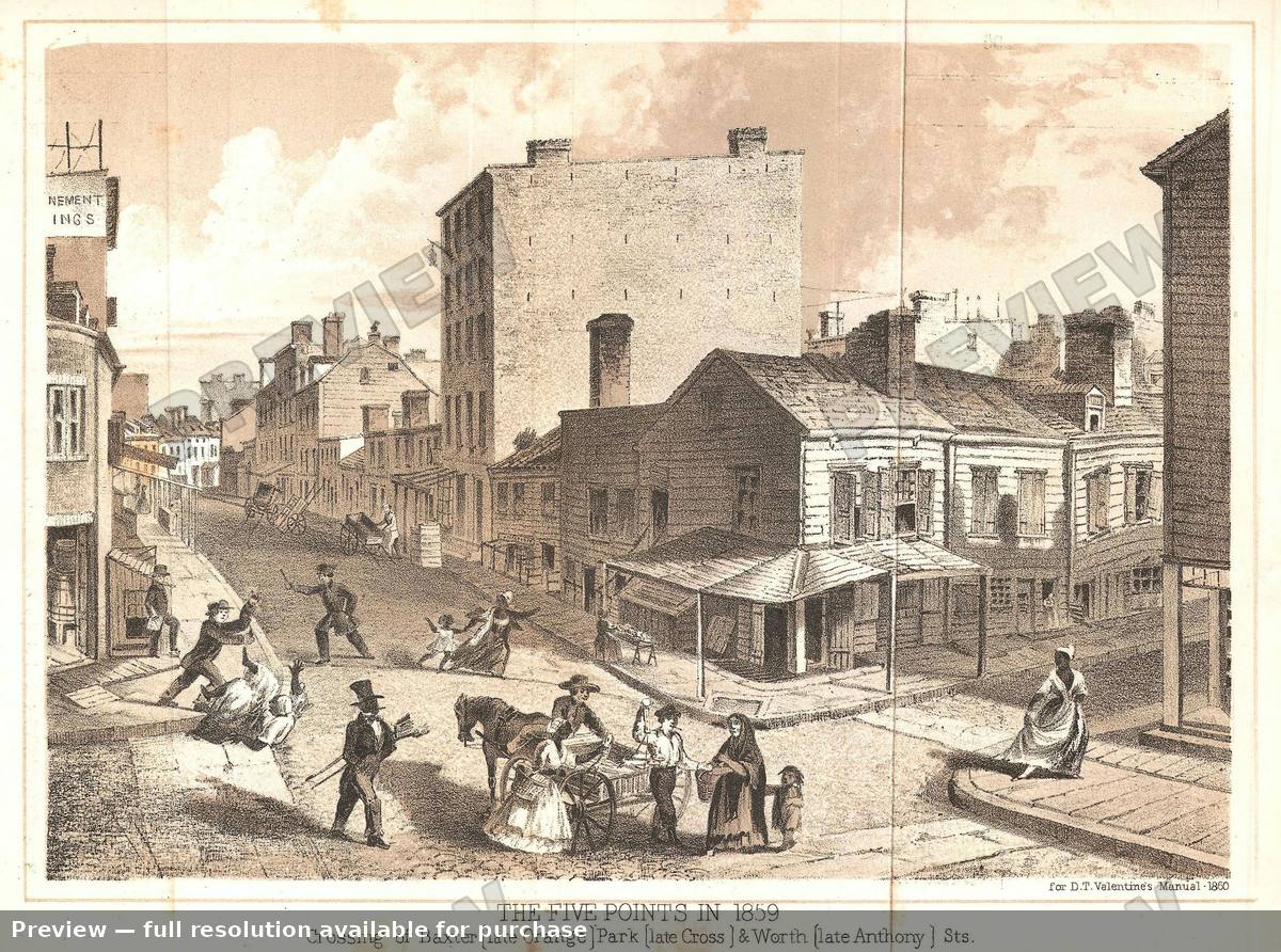 Antique map: NYC Five Points Baxter, 1859, 1859