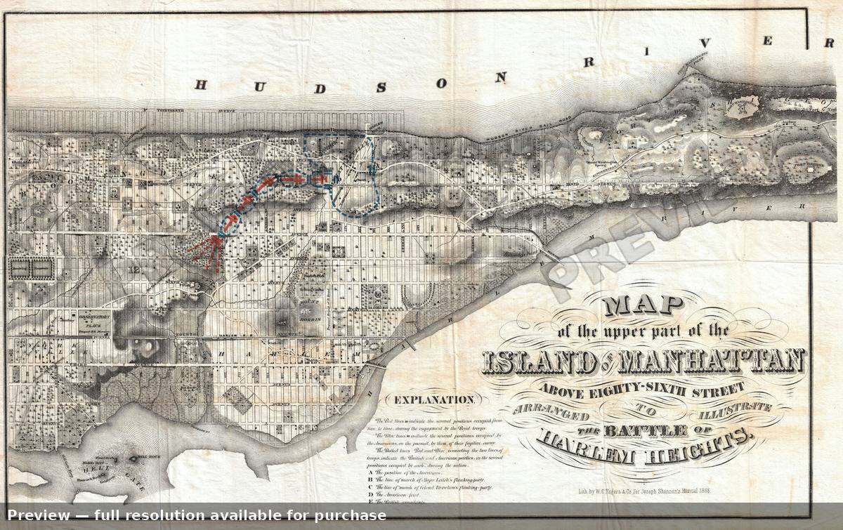 Antique map: NYC Harlem Heights 3, 1868, 1868