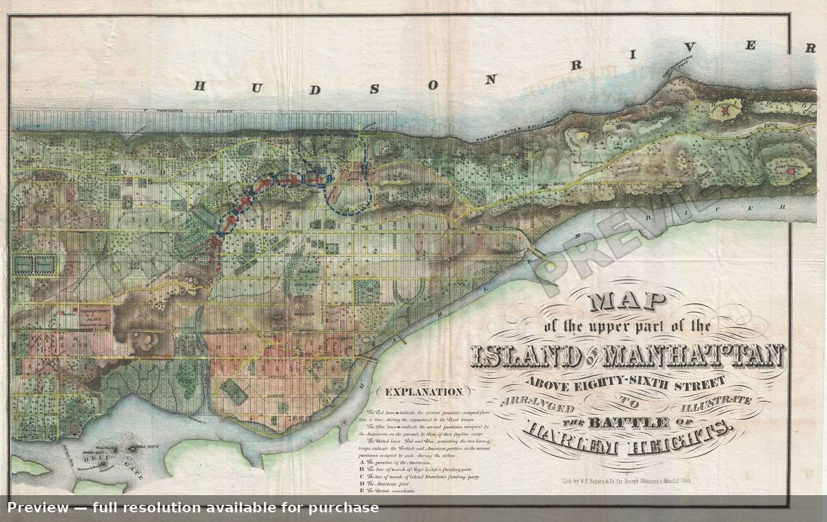 Antique map: NYC Harlem Heights 4, 1868