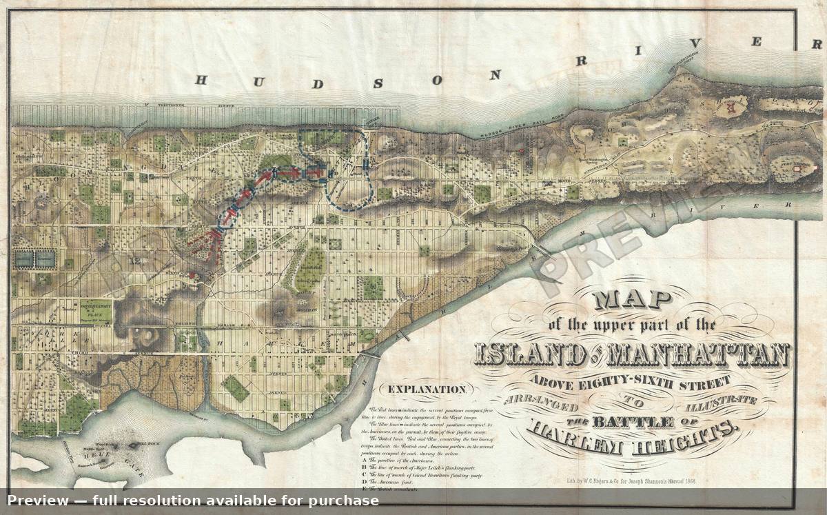 Antique map: NYC Harlem Heights 5, 1868
