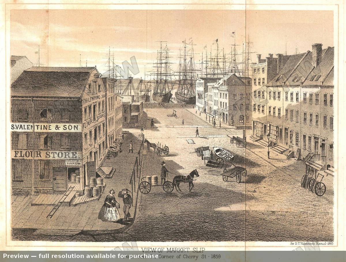 Antique map: NYC Market Slip, 1859, 1859