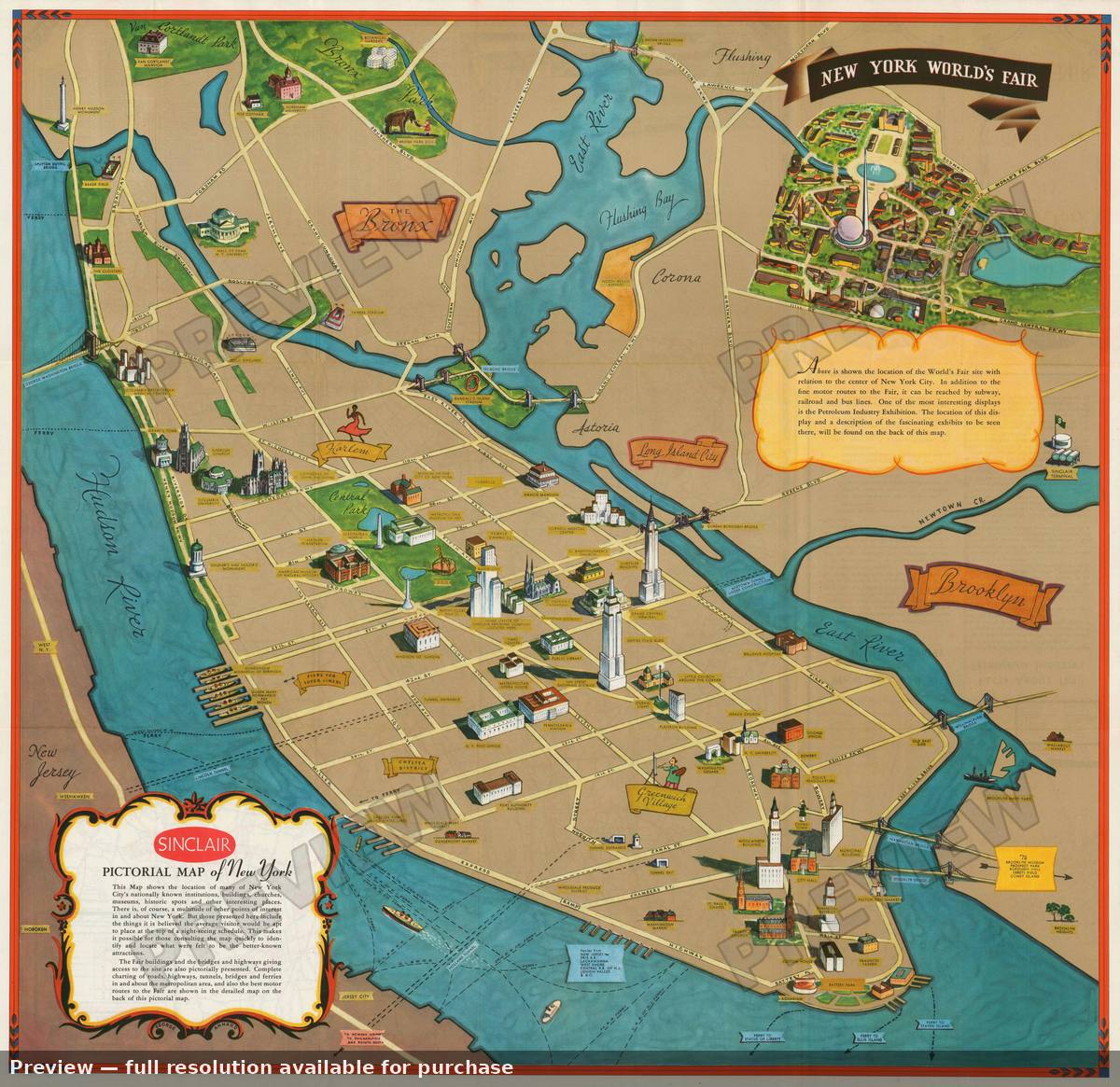 Antique map: NYC Pictorial, 1939, 1939