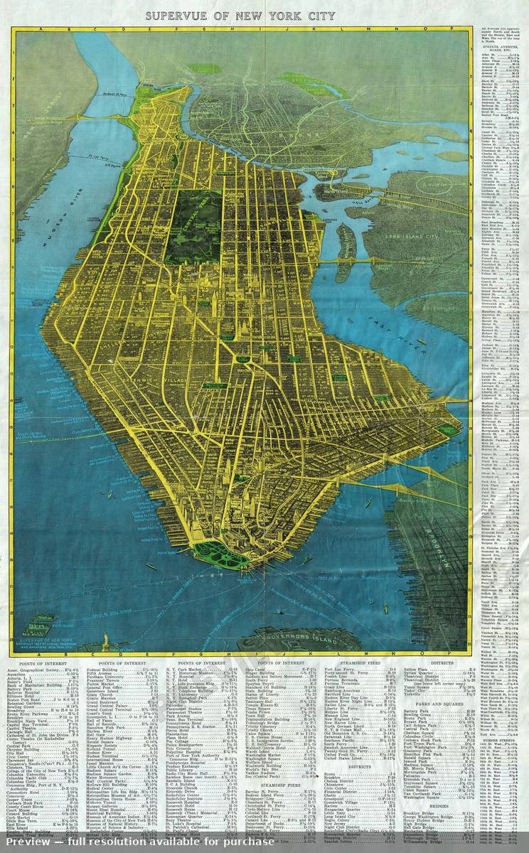 Antique map: NY City, 1937