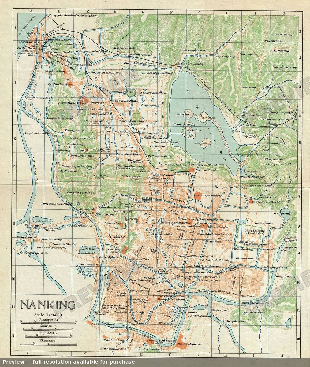 Antique map: Nanking, 1924