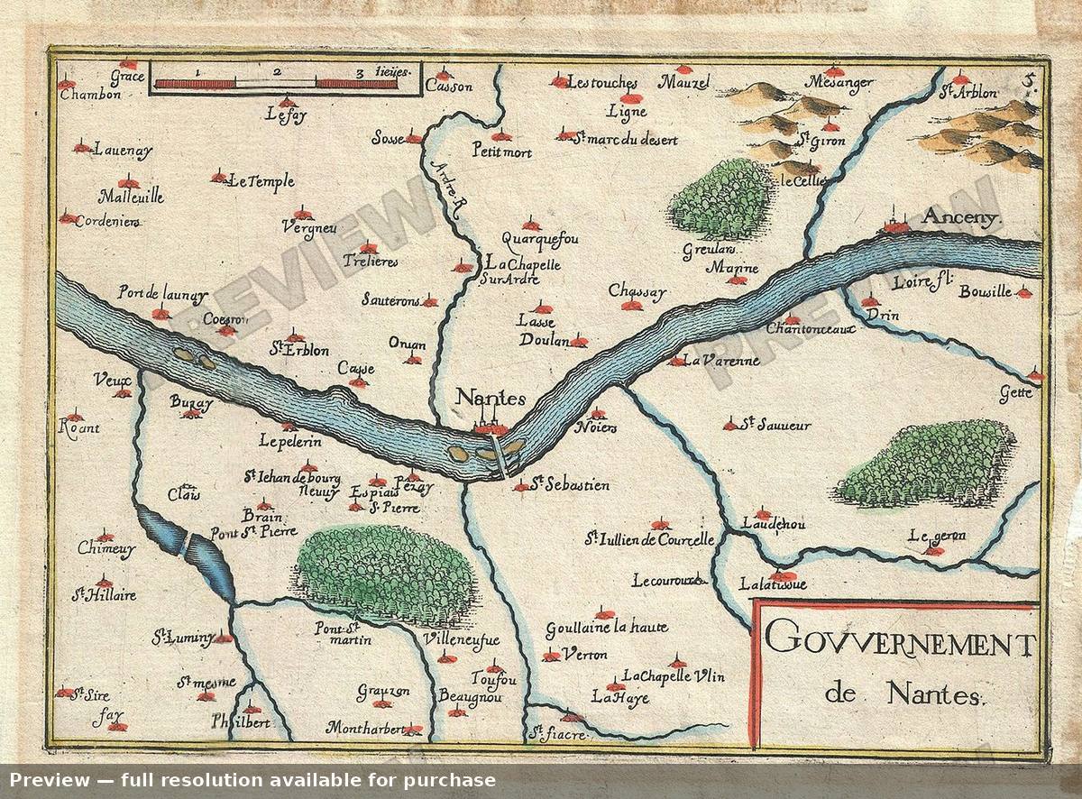 Antique map: Nantes, 1634, 1634