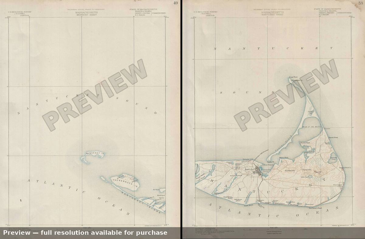 Antique map: Nantucket Muskeget, 1890