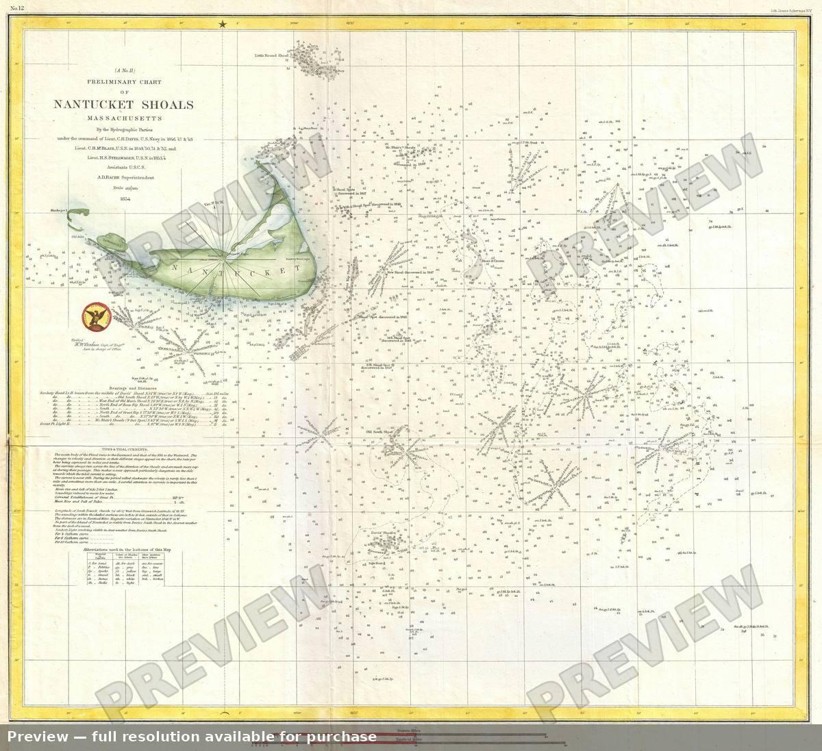 Antique map: Nantucket Shoals, 1854, 1854