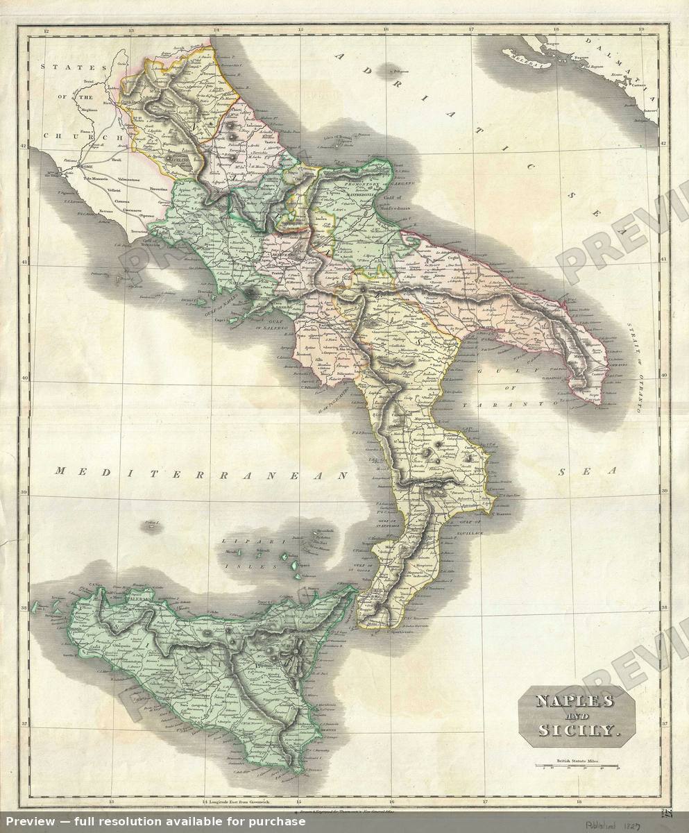 Antique map: Naples Sicily, 1817, 1817