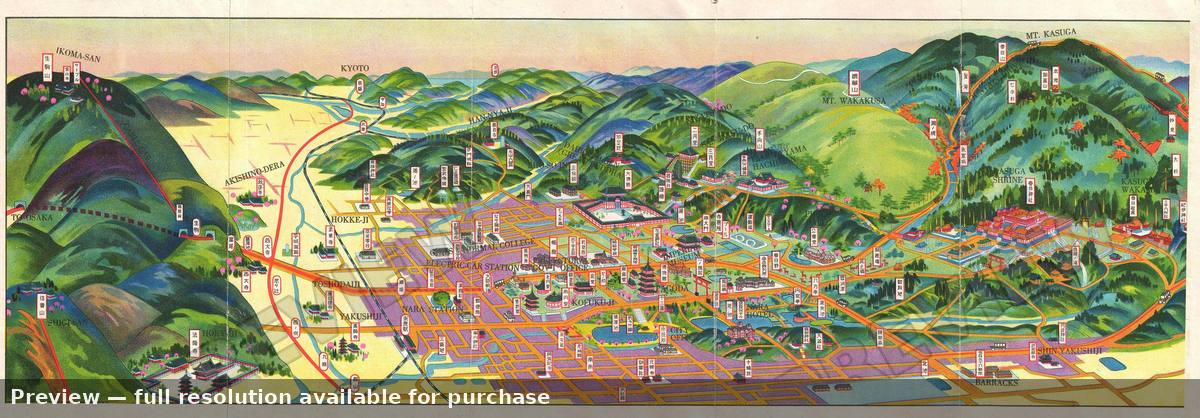 Antique map: Nara, 1933, 1933